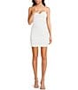 Honey and Rosie Adjustable Spaghetti Strap Pearl Stones Fitted Short Dress, Color:White - Image 1