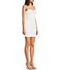 Honey and Rosie Adjustable Spaghetti Strap Pearl Stones Fitted Short Dress, Color:White - Image 3