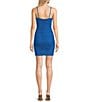 Color:Blue - Image 2 - Adjustable Spaghetti Strap Shirred Short Fitted Dress