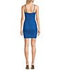 Honey and Rosie Adjustable Spaghetti Strap Shirred Short Fitted Dress, Color:Blue - Image 2