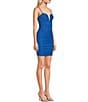 Color:Blue - Image 3 - Adjustable Spaghetti Strap Shirred Short Fitted Dress