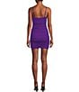 Honey and Rosie Adjustable Spaghetti Strap Cowl Neck Fitted Short Shirred Dress, Color:Purple - Image 2