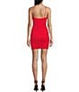Honey and Rosie Adjustable Spaghetti Strap Cowl Neck Fitted Short Shirred Dress, Color:Red - Image 2
