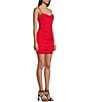 Honey and Rosie Adjustable Spaghetti Strap Cowl Neck Fitted Short Shirred Dress, Color:Red - Image 3