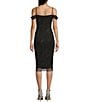 Honey and Rosie Adjustable Strap Sleeveless Fitted Mesh Rhinestone Midi Dress, Color:Black/Silver - Image 2