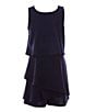Color:Navy - Image 1 - Big Girls 7-16 Asymmetrical-Tiered Popover Romper