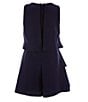 Color:Navy - Image 2 - Big Girls 7-16 Asymmetrical-Tiered Popover Romper