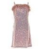 Color:Light Mauve - Image 1 - Honey And Rosie Big Girls 7-16 Feather Sequin Dress