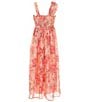 Honey and Rosie Big Girls One Shoulder Floral Dress, Color:Coral/Pink - Image 2