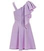 Color:Lavender - Image 2 - Big Girls 7-16 One-Shoulder Ruffle Fit & Flare Dress