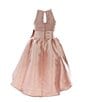 Color:Blush - Image 2 - Big Girls 7-16 Embellished Oversized Bow Dress