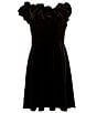 Color:Black - Image 1 - Big Girls 7-16 Ruffled-Off-The-Shoulder A-Line Dress