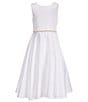 Color:White - Image 1 - Big Girls 7-16 Sleeveless Fit and Flare Beaded Waist Dress & Coordinating Pearl Headband