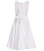Color:White - Image 2 - Big Girls 7-16 Sleeveless Fit and Flare Beaded Waist Dress & Coordinating Pearl Headband