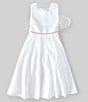 Color:White - Image 3 - Big Girls 7-16 Sleeveless Fit and Flare Beaded Waist Dress & Coordinating Pearl Headband