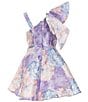 Color:Lilac/Multi - Image 2 - Big Girls 7-16 Sleeveless Floral Asymmetrical-Ruffled Fit-And-Flare Dress