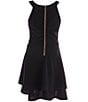Color:Black - Image 2 - Big Girls 7-16 Sleeveless High Neck Illusion Waist Double Hem Dress