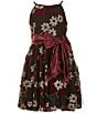 Color:Black/Wine - Image 1 - Honey And Rosie Big Girls 7-16 Sleeveless Round Neck Floral Bow Front Tulle Dress