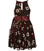 Color:Black/Wine - Image 2 - Honey And Rosie Big Girls 7-16 Sleeveless Round Neck Floral Bow Front Tulle Dress