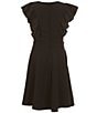 Honey and Rosie Big Girls Sleeveless Scuba Ruffle Front Dress, Color:Black - Image 2