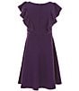 Honey and Rosie Big Girls Sleeveless Scuba Ruffle Front Dress, Color:Purple - Image 2