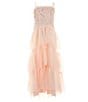 Color:Blush - Image 1 - Big Girls 7-16 Sleeveless Sequin Bodice Beaded Waist Dress