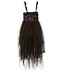 Color:Black/Multi - Image 2 - Honey And Rosie Big Girls 7-16 Sleeveless Sequin Tiered Mesh Dress