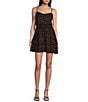 Honey and Rosie Cherry Print V-Neck Smocked Fit And Flare Dress, Color:Black/Red - Image 1