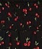 Honey and Rosie Cherry Print V-Neck Smocked Fit And Flare Dress, Color:Black/Red - Image 3