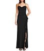 Honey and Rosie Cowl Neck Cascading Ruffle Side Slit Dress - Image 1