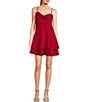 Color:Red - Image 1 - Cowl Neck Double Hem Fit & Flare Mini Dress