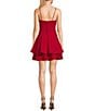 Color:Red - Image 2 - Cowl Neck Double Hem Fit & Flare Mini Dress