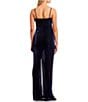 Color:Royal/Black - Image 2 - Cowl Neck Shirred Slit Long Dress