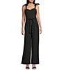 Honey and Rosie Dotted Scuba Crepe Sweetheart Neck Jumpsuit, Color:Black/White - Image 1