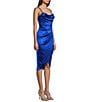 Honey and Rosie Drape Neck Side Pleat Envelope Hem Midi Dress - Image 3