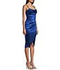 Honey and Rosie Drape Neck Side Pleat Envelope Hem Midi Dress, Color:Midnight - Image 3