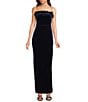 Honey and Rosie Feather Trim Square Neck Long Dress - Image 1