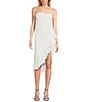 Honey and Rosie Floral Lace Asymmetrical Hem Ruffle Trim Dress, Color:Ivory - Image 1