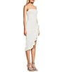 Honey and Rosie Floral Lace Asymmetrical Hem Ruffle Trim Dress, Color:Ivory - Image 3