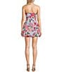 Honey and Rosie Floral Print Poplin Strapless Drop Waist Dress, Color:Blue/Pink - Image 2