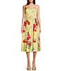 Honey and Rosie Floral Printed Belted Criss Cross Back Midi Dress - Image 1
