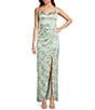 Honey and Rosie Floral Printed V-Neck Bustier Side Drape Dress - Image 1