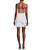 Color:White/Irridesent - Image 2 - Floral Sequin Sleeveless Flat Spaghetti Strap Short Fitted Dress