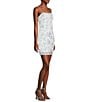 Color:White/Irridesent - Image 3 - Floral Sequin Sleeveless Flat Spaghetti Strap Short Fitted Dress