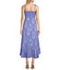 Honey and Rosie Floral Tie Strap Ruffle Side Slit Midi Dress, Color:Cornflower - Image 2