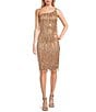 Color:Sand/Gold - Image 1 - Fringe Sequin One-Shoulder Bodycon Midi Dress