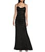 Honey and Rosie Glitter Drape Neck Adjustable Strap Shirred Gown, Color:Black - Image 1