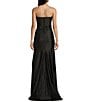 Honey and Rosie Glitter Knit Strapless Corset Front Slit Gown, Color:Black - Image 2