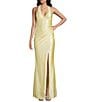 Honey and Rosie Glitter Knit V-Neck Halter Corseted Tie Back Side Slit Dress - Image 1