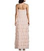 Honey and Rosie Glitter Sheer Matte Jersey Twist Front Keyhole Pleated Ruffle Tiered Gown, Color:Blush - Image 2